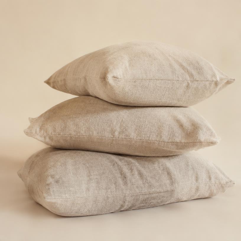 Stonewashed linen cushion set